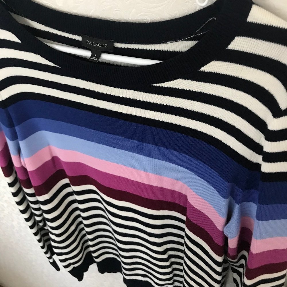 Talbots Rainbow Stripe Crew Neck Sweater